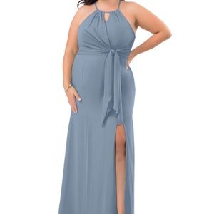 Azazie Mariel, dusty blue dress
